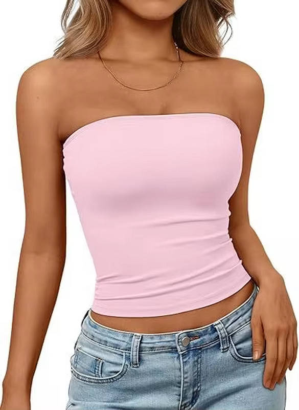 Bandeau crop top for women — seamless stretch fit — casual summer