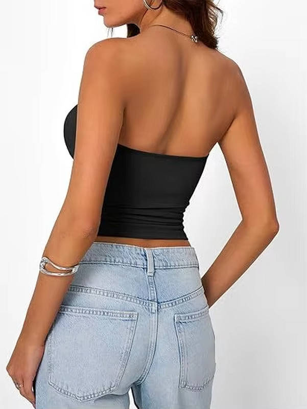 Bandeau crop top for women — seamless stretch fit — casual summer