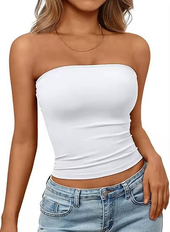 Bandeau crop top for women — seamless stretch fit — casual summer