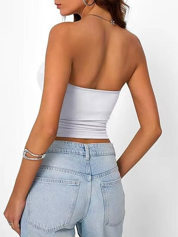 Bandeau crop top for women — seamless stretch fit — casual summer