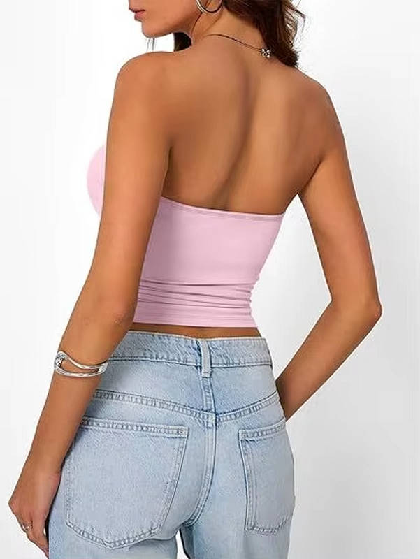 Bandeau crop top for women — seamless stretch fit — casual summer
