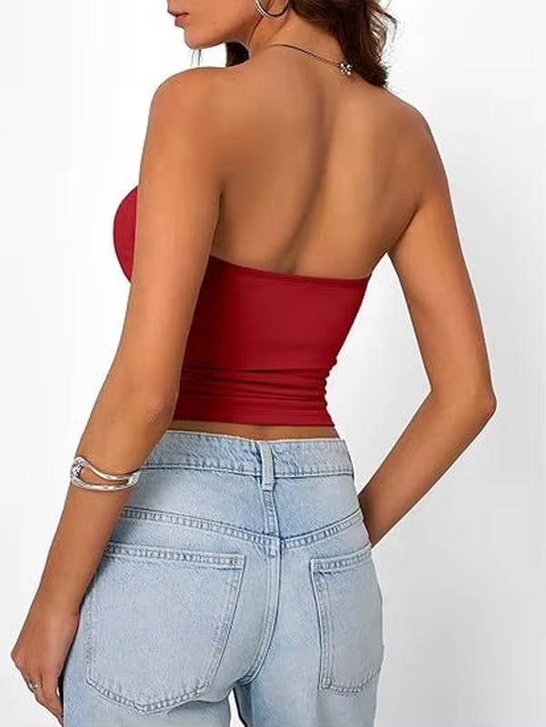 Bandeau crop top for women — seamless stretch fit — casual summer