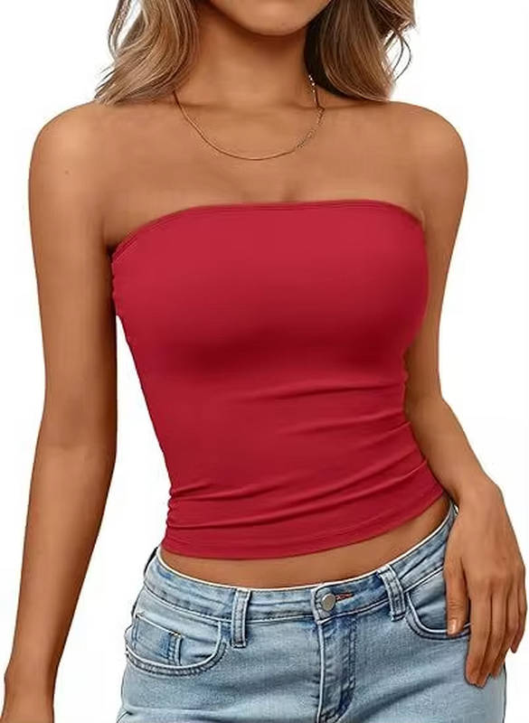 Bandeau crop top for women — seamless stretch fit — casual summer