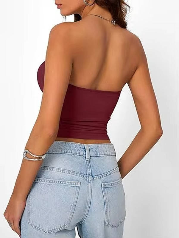 Bandeau crop top for women — seamless stretch fit — casual summer