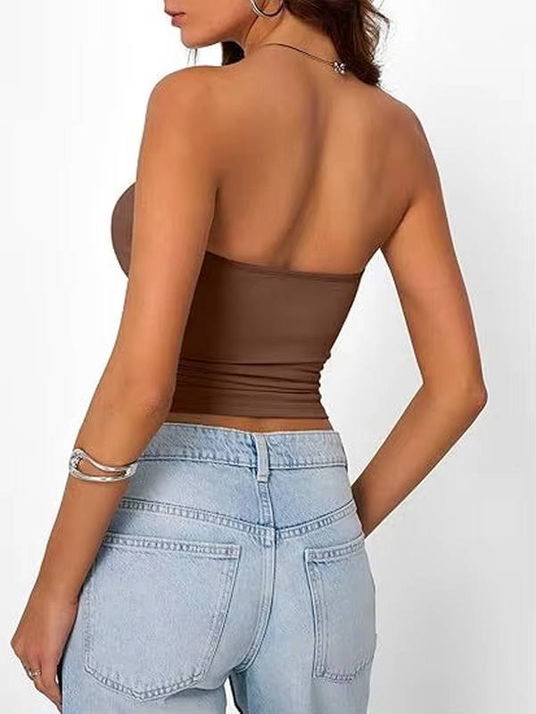 Bandeau crop top for women — seamless stretch fit — casual summer
