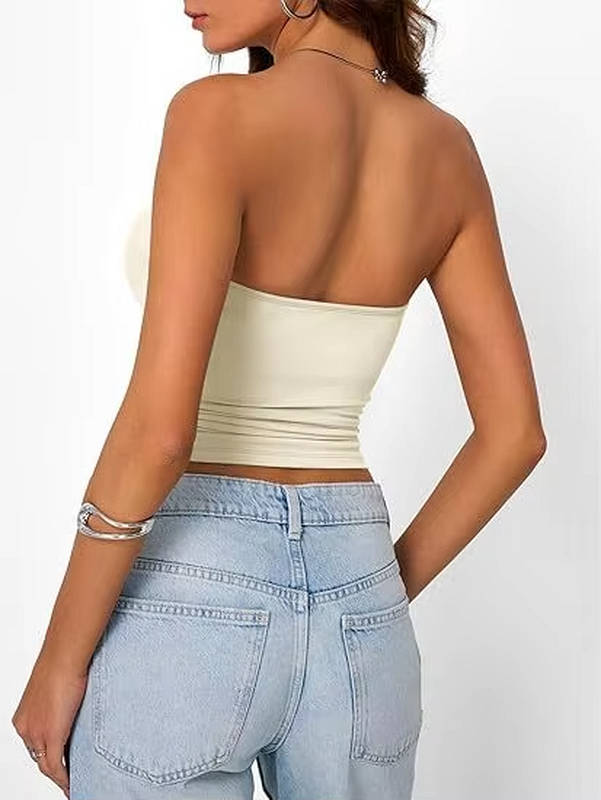 Bandeau crop top for women — seamless stretch fit — casual summer