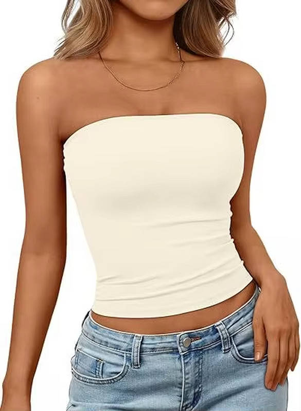 Bandeau crop top for women — seamless stretch fit — casual summer
