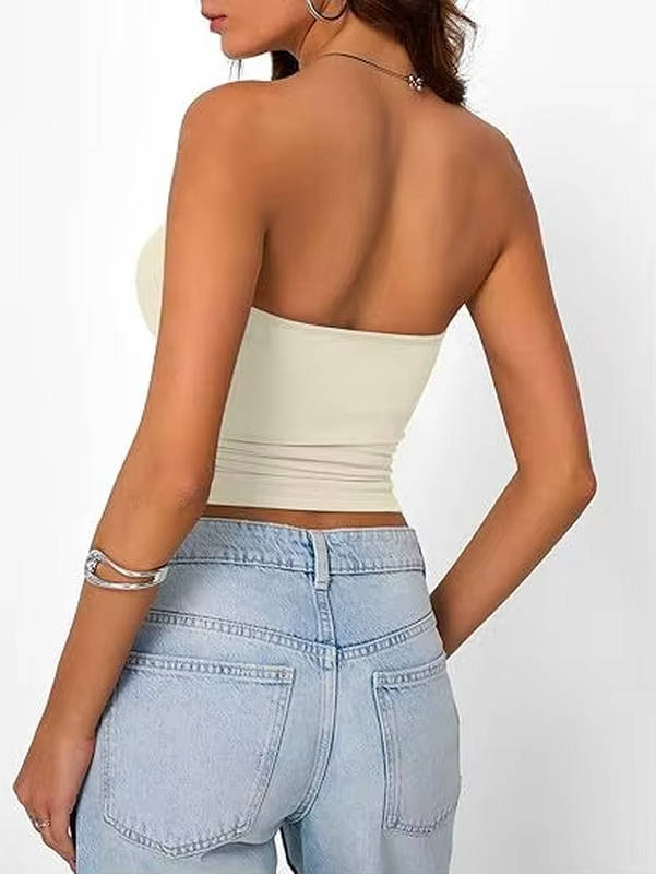Bandeau crop top for women — seamless stretch fit — casual summer