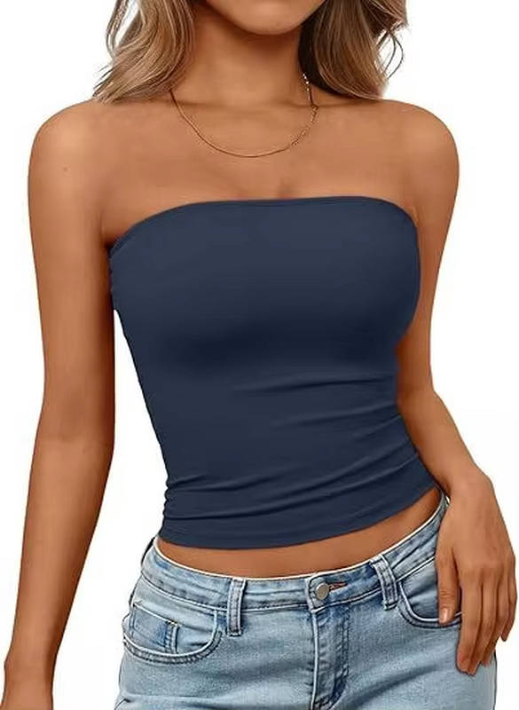 Bandeau crop top for women — seamless stretch fit — casual summer