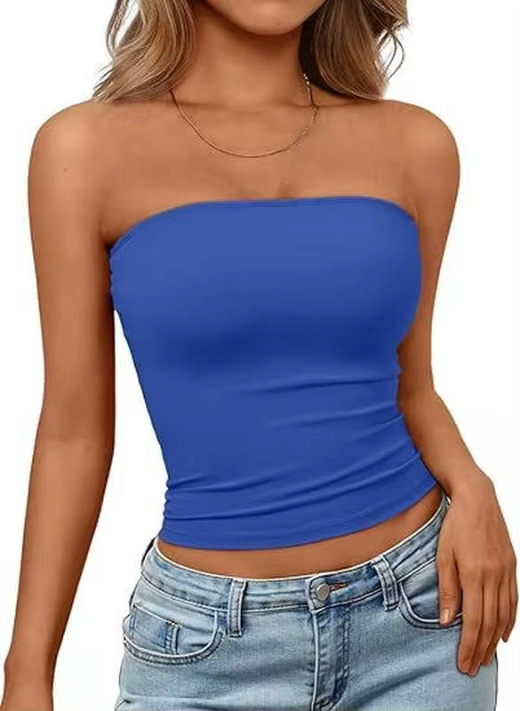 Bandeau crop top for women — seamless stretch fit — casual summer