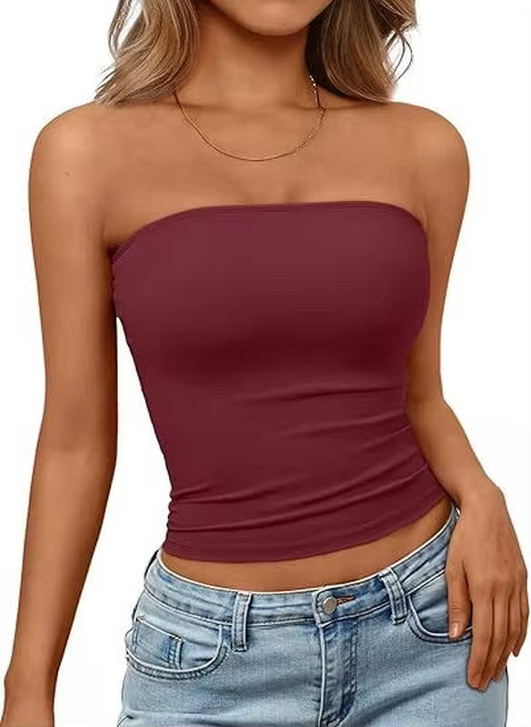 Bandeau crop top for women — seamless stretch fit — casual summer
