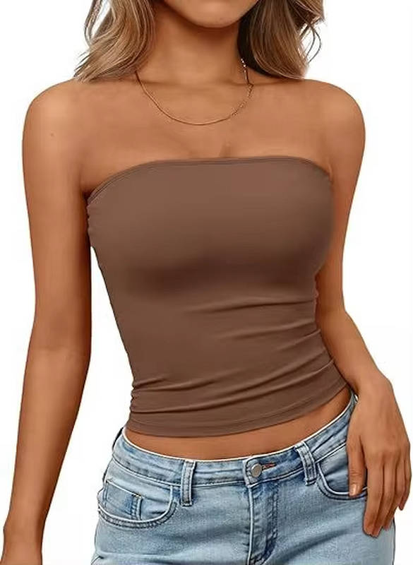 Bandeau crop top for women — seamless stretch fit — casual summer