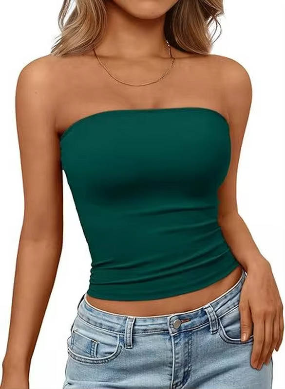 Bandeau crop top for women — seamless stretch fit — casual summer