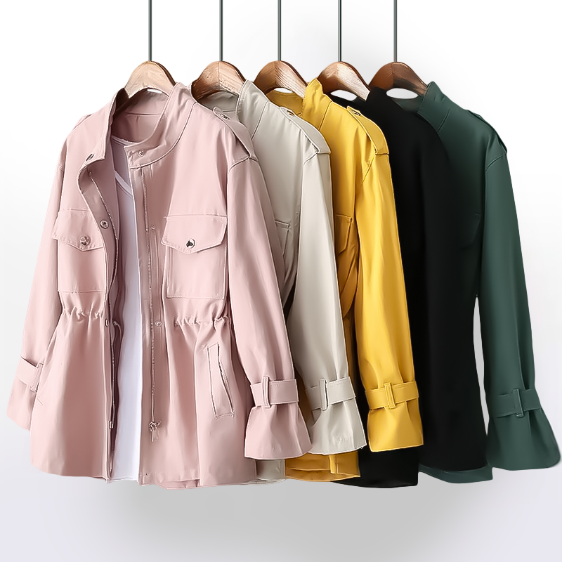 Women's Trenchcoat Belted Notch Collar Classic Structured Workwear