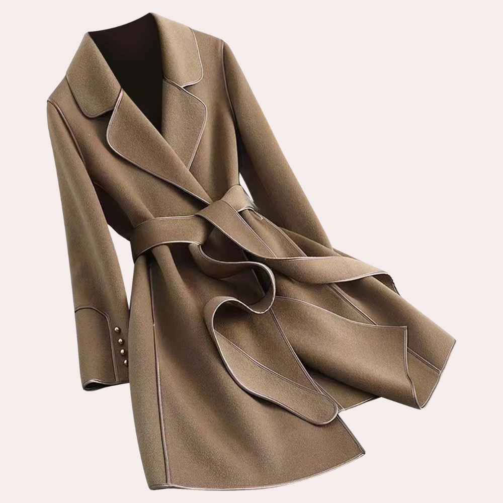 Women's Trenchcoat for Women Polyester Belted Long Jacket Winter