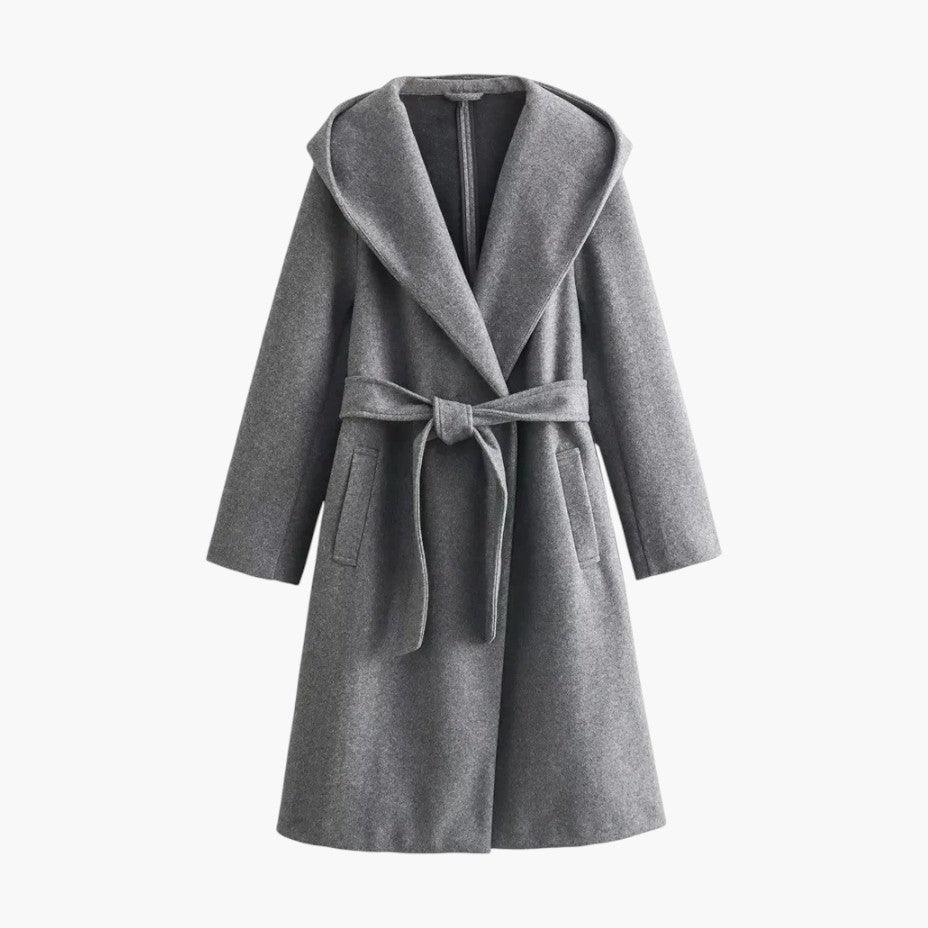Women's Trenchcoat Hooded Belted Waist Button Front Outdoor Casual