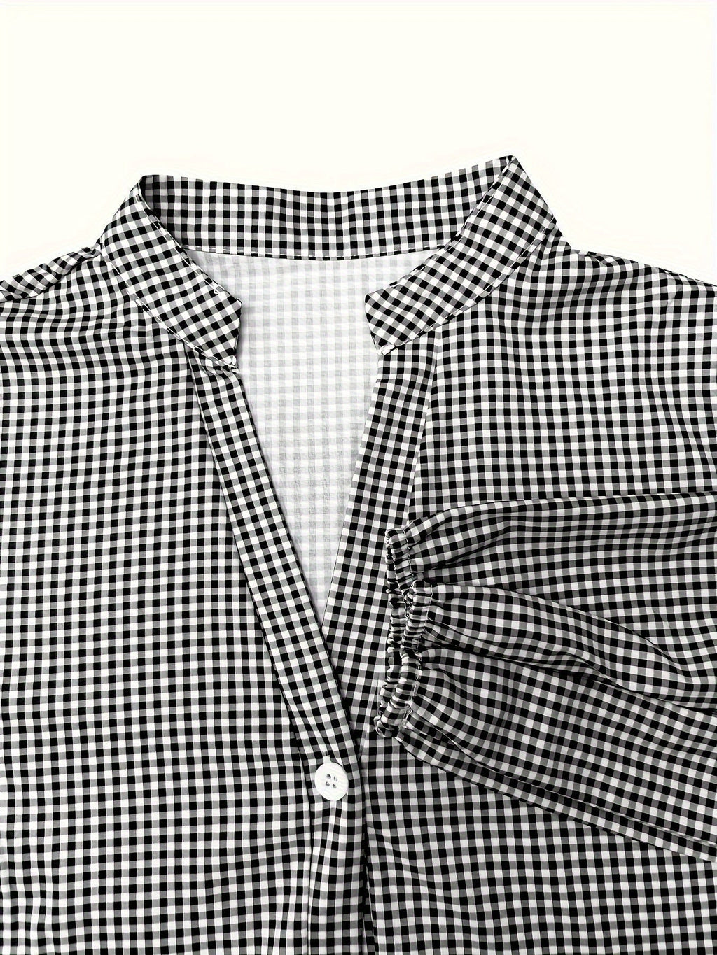 Cotton Gingham Tiered Mini Shirt Dress