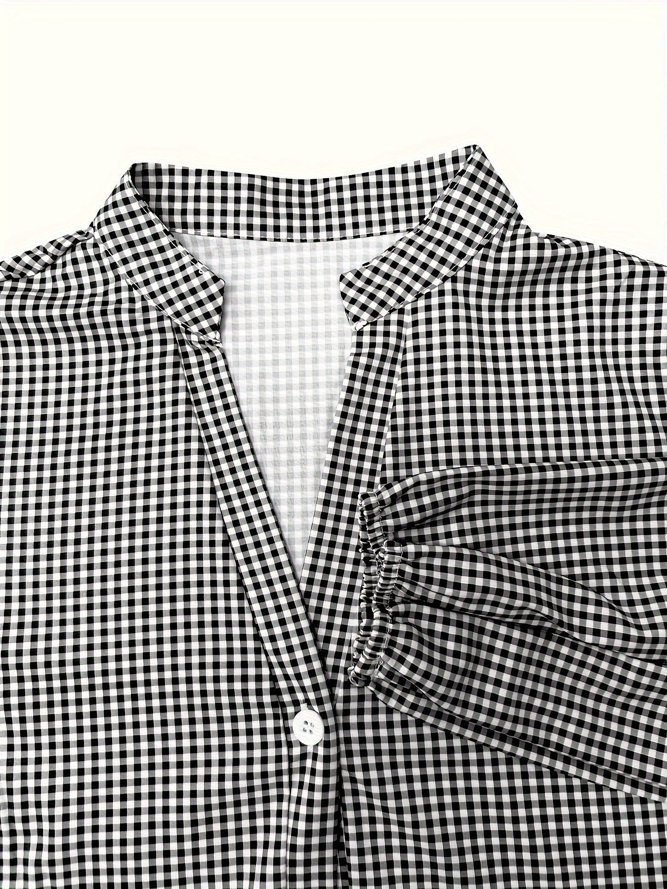Cotton Gingham Tiered Mini Shirt Dress