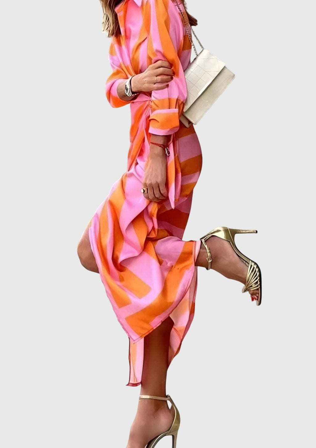 Midi wrap dress | printed collar dress for daily wear