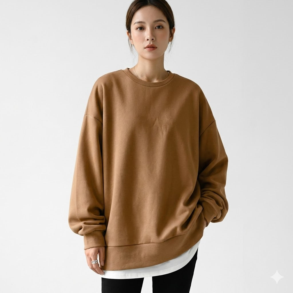 Women's Sweatshirt Cotton Blend Oversized Fit Dropped Shoulder Casual Everyday
