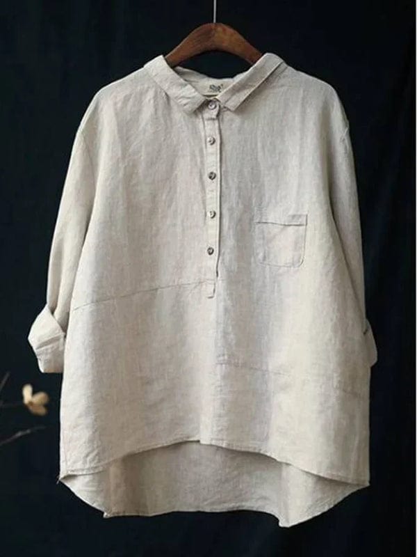 Women’s button up blouse — asymmetrical hem shirt | casual wear