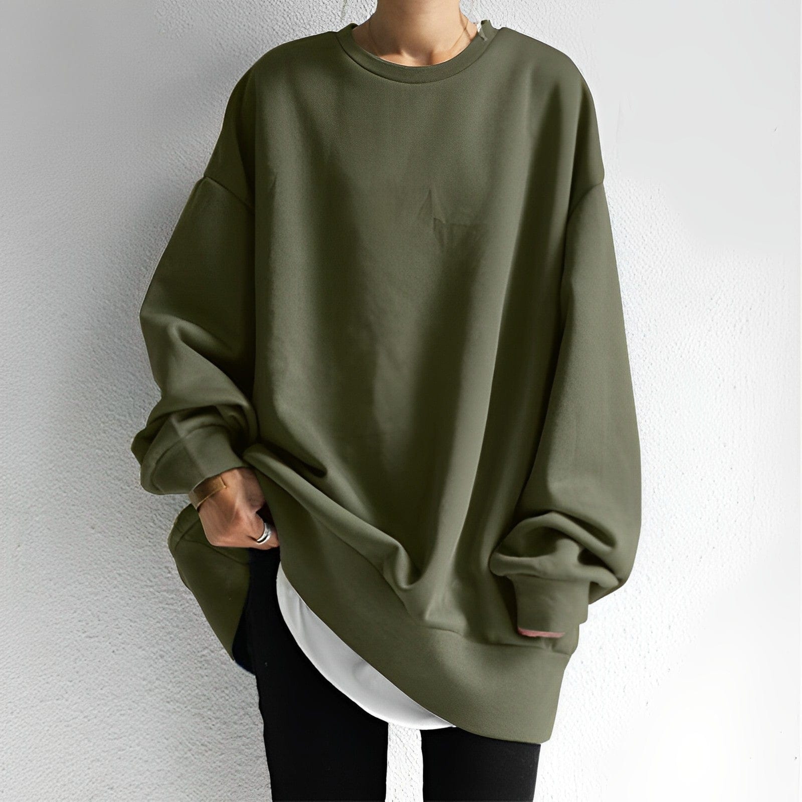 Women's Sweatshirt Cotton Blend Oversized Fit Dropped Shoulder Casual Everyday