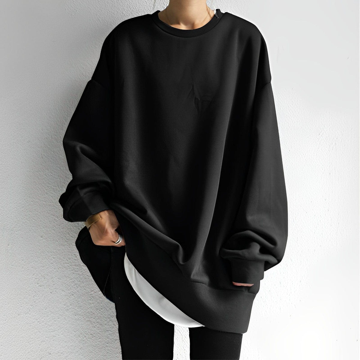 Women's Sweatshirt Cotton Blend Oversized Fit Dropped Shoulder Casual Everyday