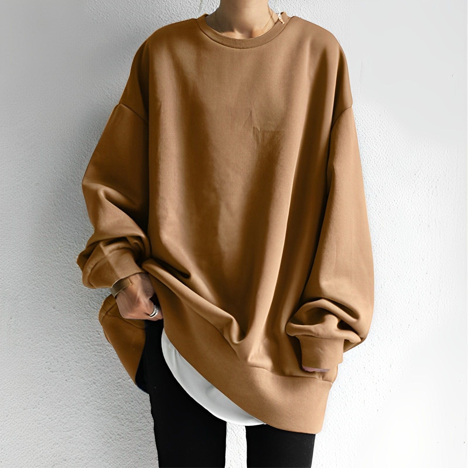 Women's Sweatshirt Cotton Blend Oversized Fit Dropped Shoulder Casual Everyday