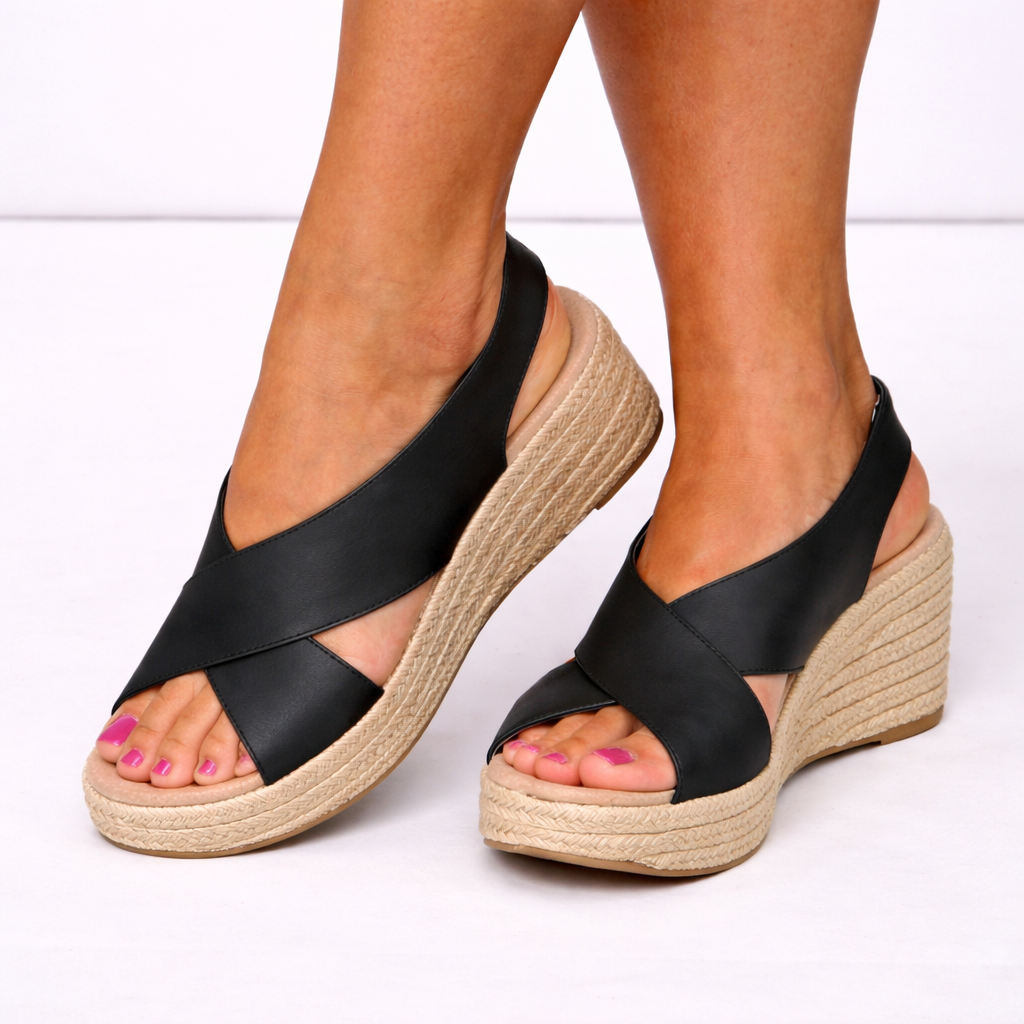 Wedge Sandals With Crossover Straps