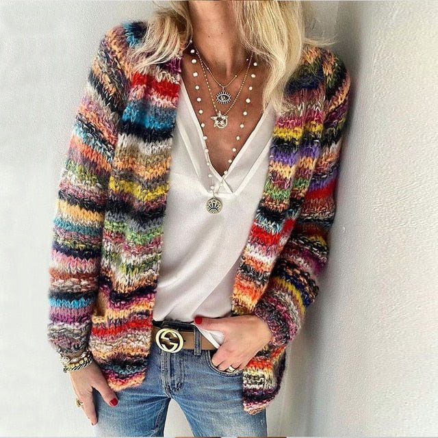 Women's Cardigan Acrylic Blend Open Front Relaxed Fit Long Sleeve Casual Everyday