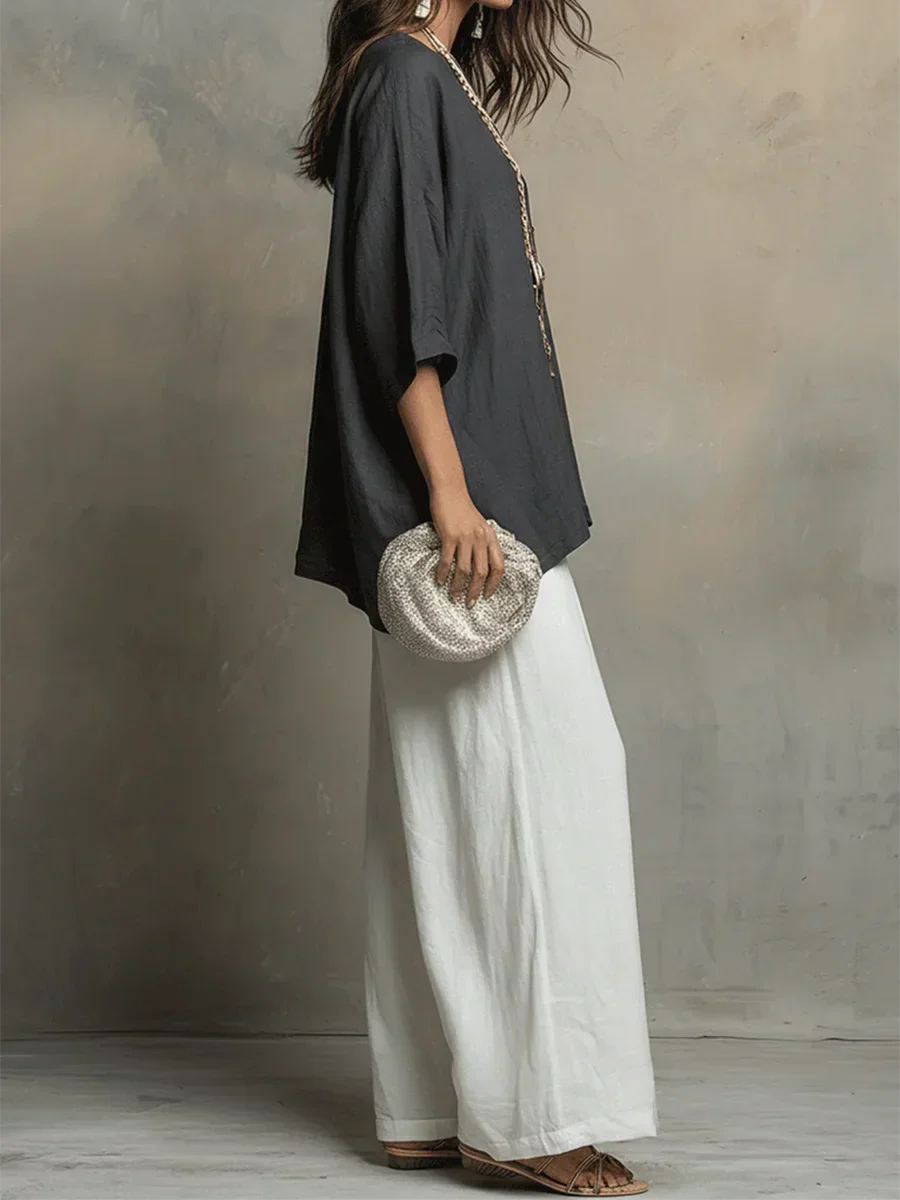 Women's Linen Shirt and Pants Set