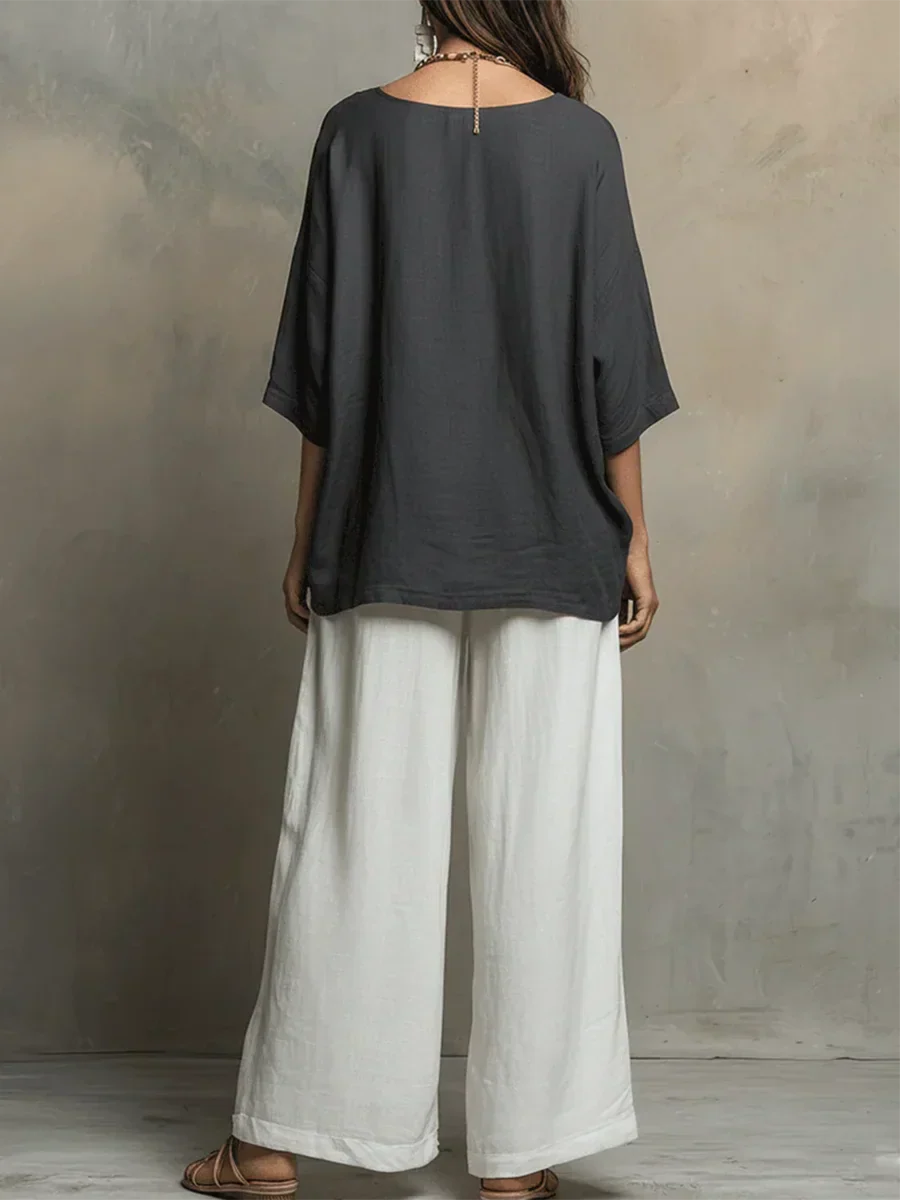 Women's Linen Shirt and Pants Set