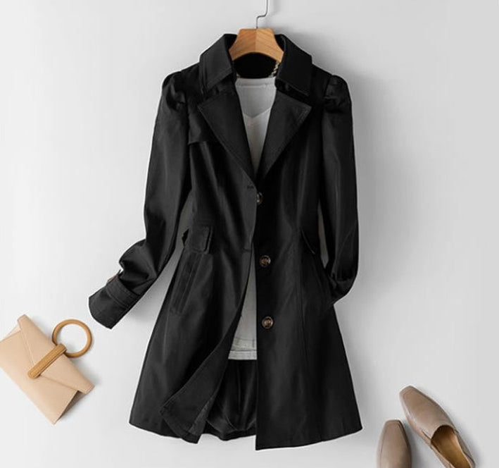 Women's Trenchcoat for Women Polyester Blend Single Breasted Spring