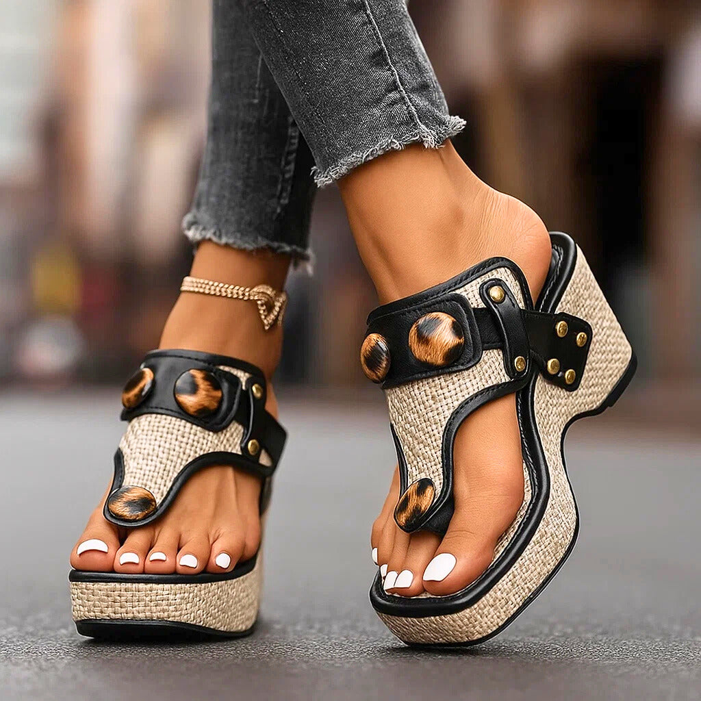 Wedge Platform Thong Sandals