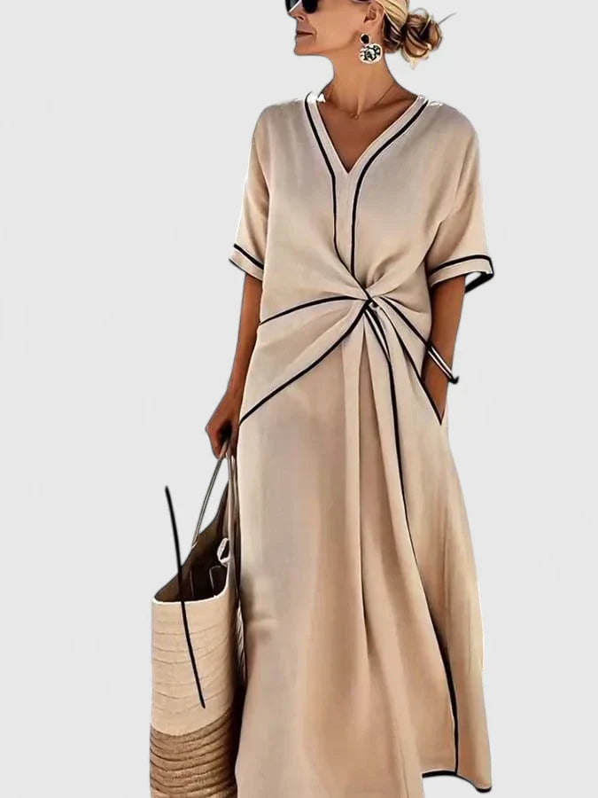 Women's maxi dress — twisted front knot | beach vacation wear