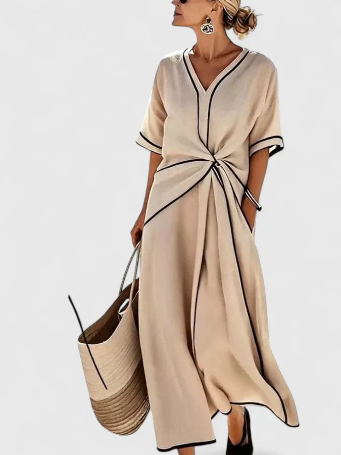 Women's maxi dress — twisted front knot | beach vacation wear