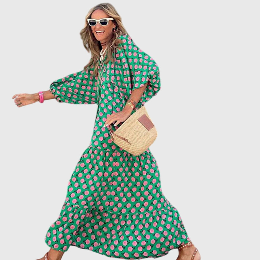 Bohemian maxi gown | printed relaxed fit long dress