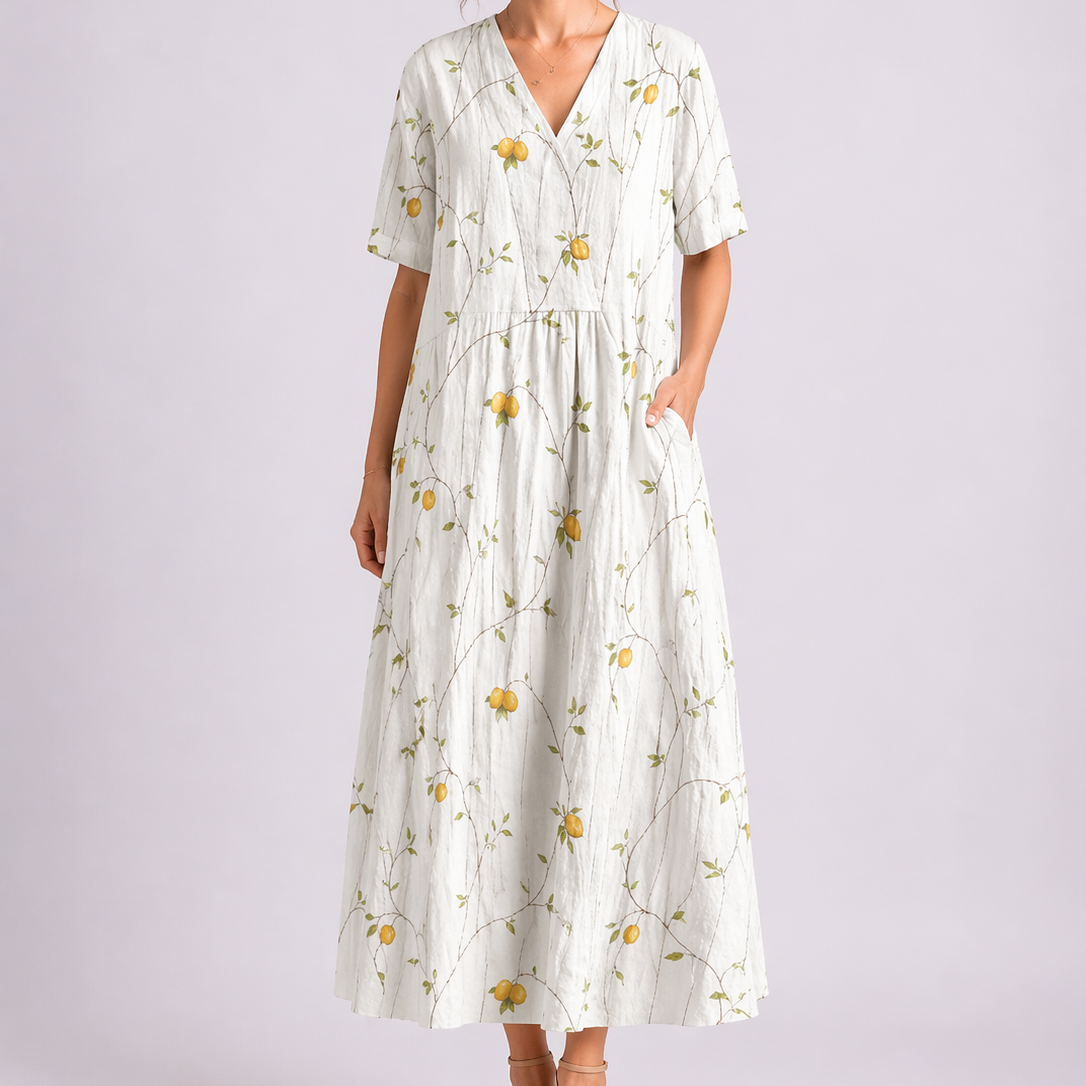 Floral Print V-Neck Midi Dress