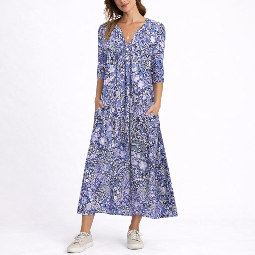 Floral Midi Dress With Pockets
