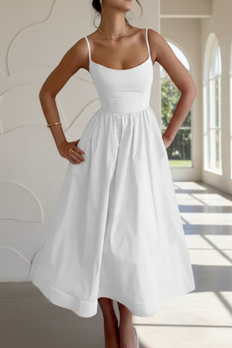 Sleeveless Scoop Neck Midi Cocktail Dress