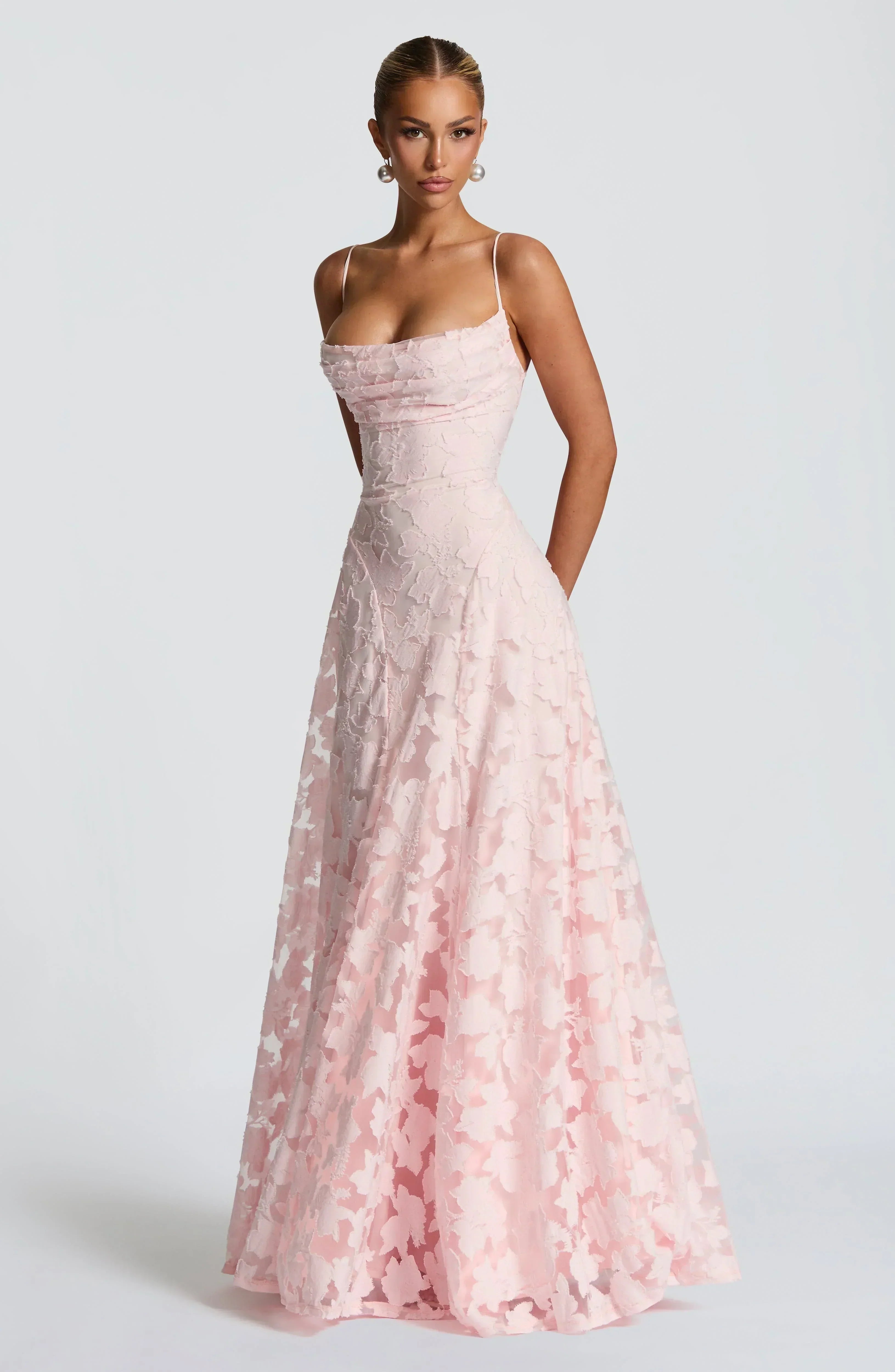 Women's maxi dress — open lace-up back with thin straps | formal events