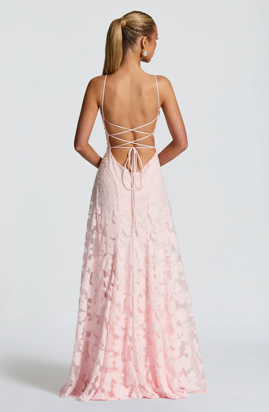 Women's maxi dress — open lace-up back with thin straps | formal events