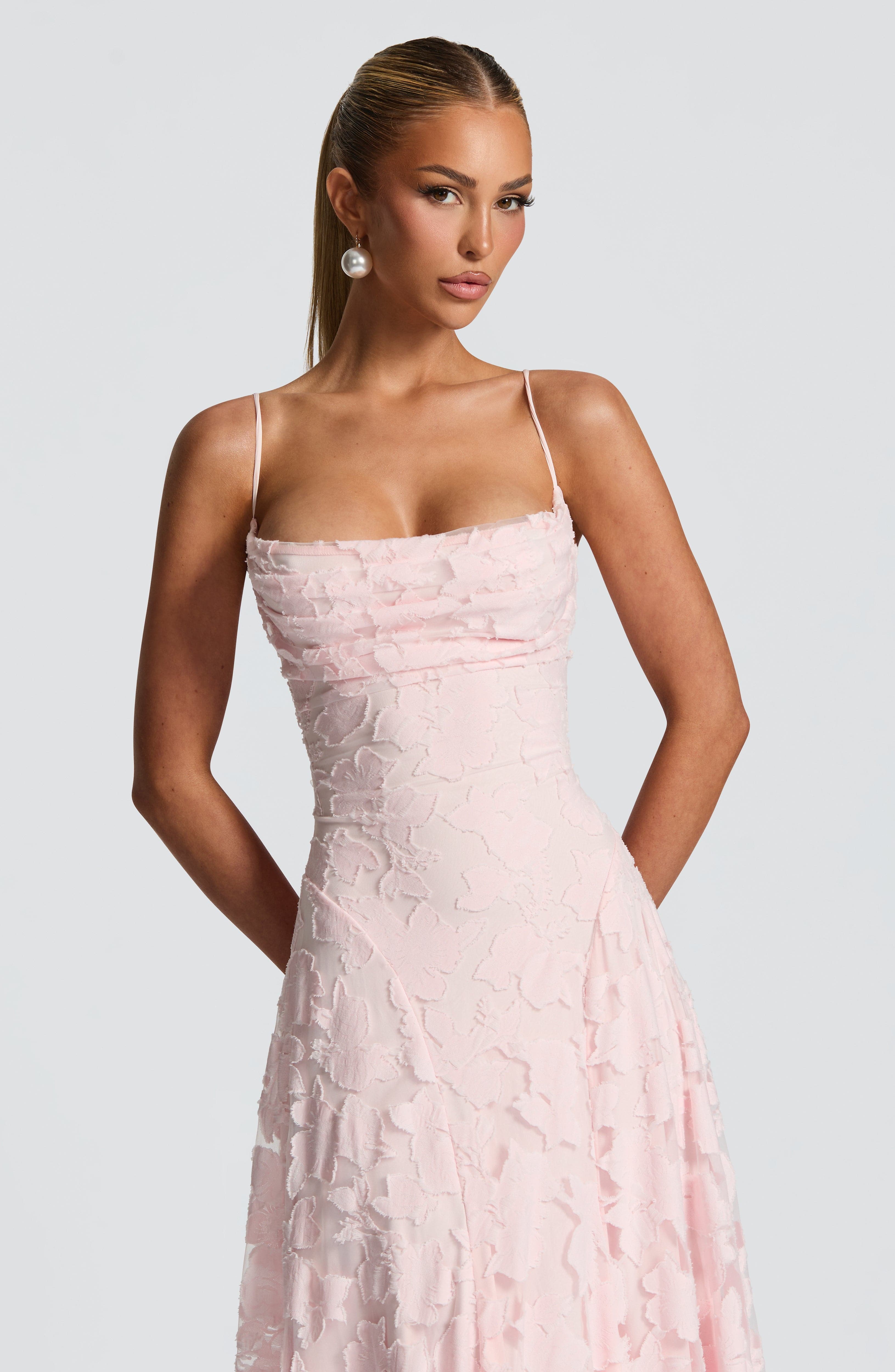 Women's maxi dress — open lace-up back with thin straps | formal events