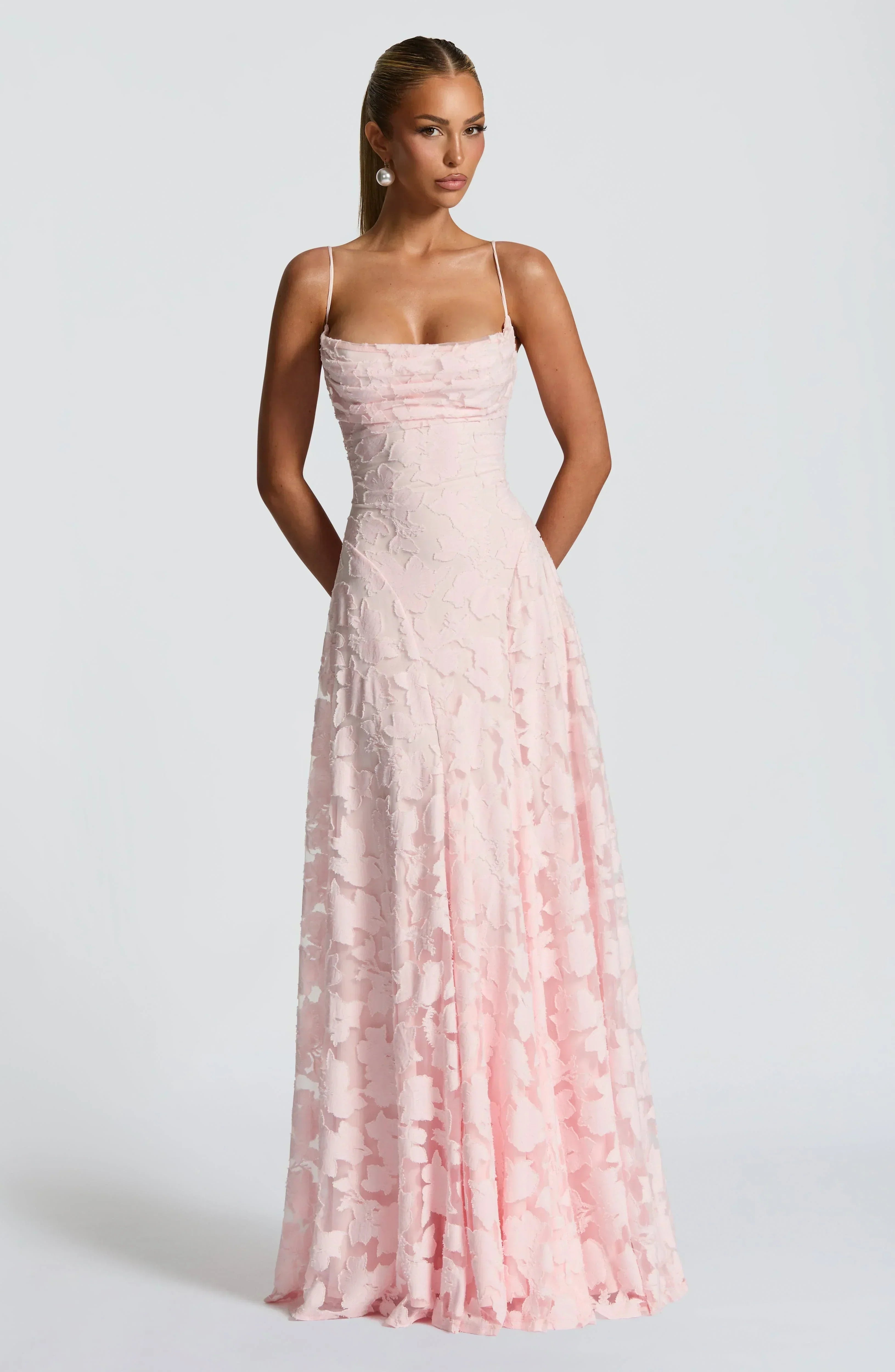 Women's maxi dress — open lace-up back with thin straps | formal events