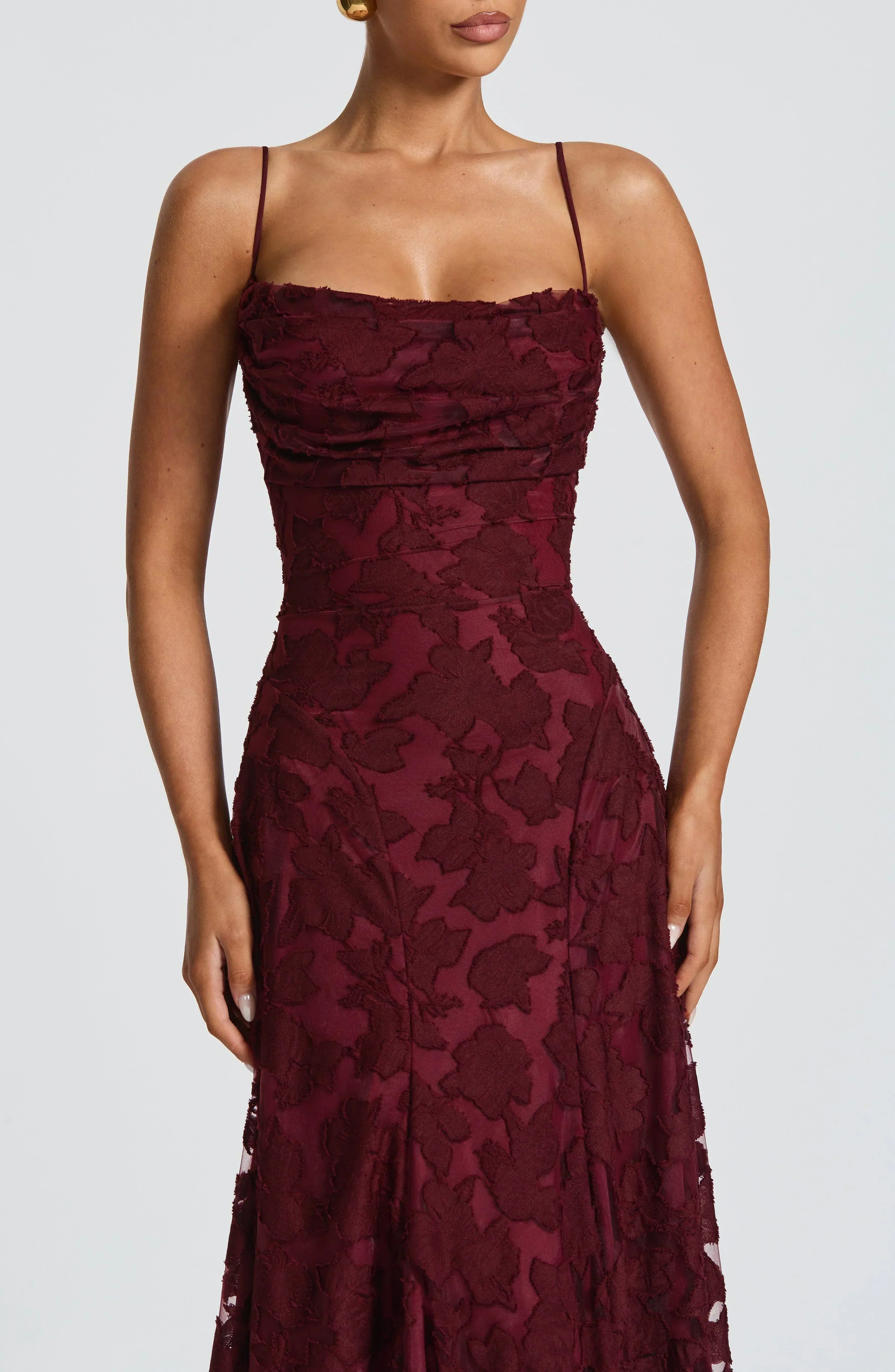 Women's maxi dress — open lace-up back with thin straps | formal events
