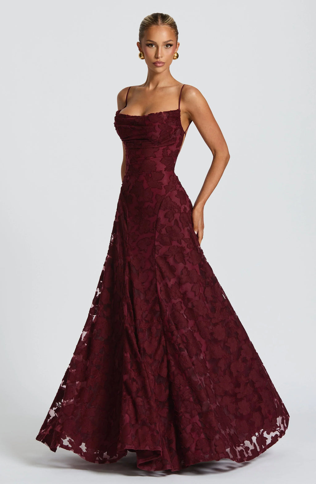 Women's maxi dress — open lace-up back with thin straps | formal events