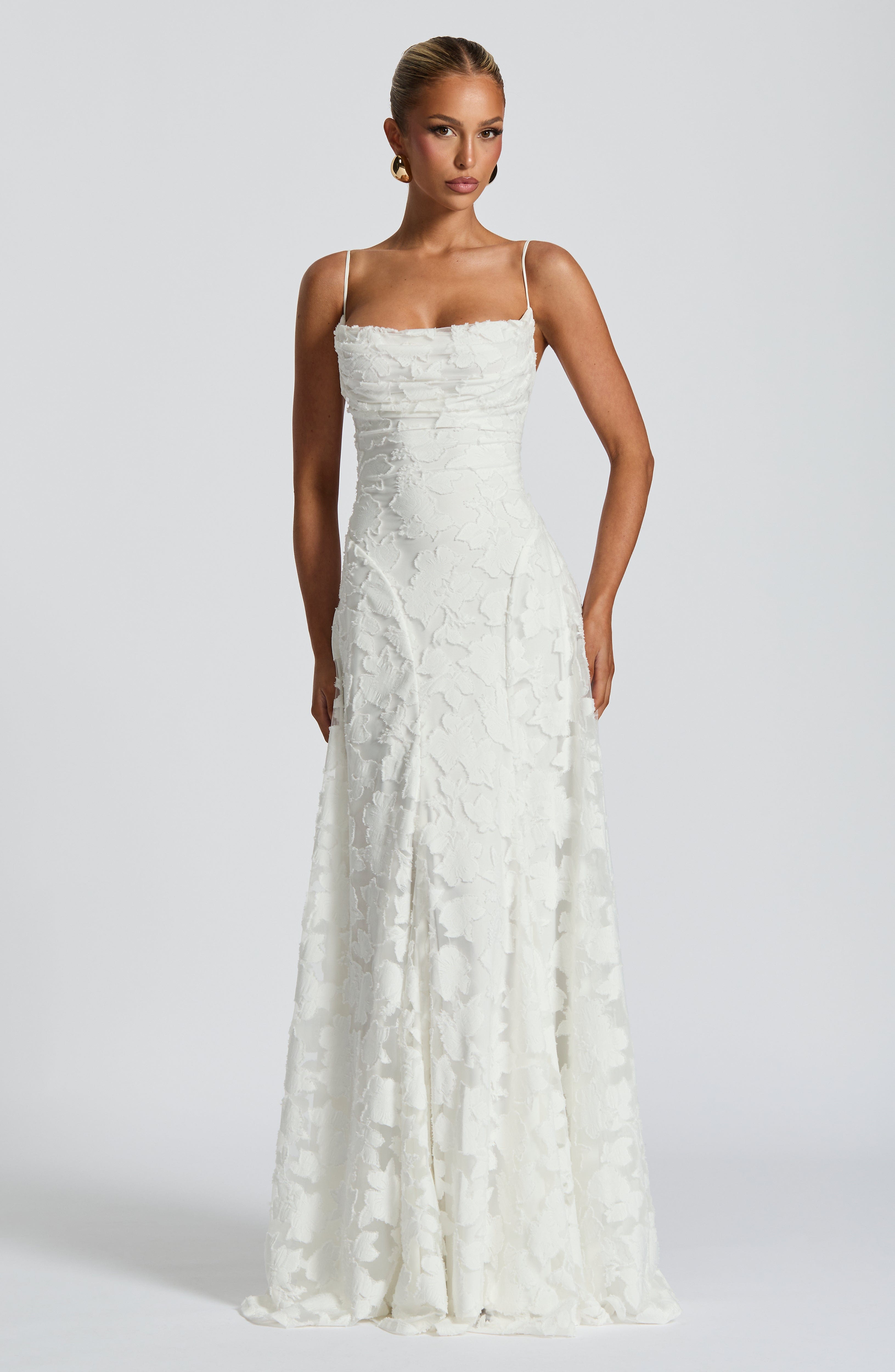 Women's maxi dress — open lace-up back with thin straps | formal events