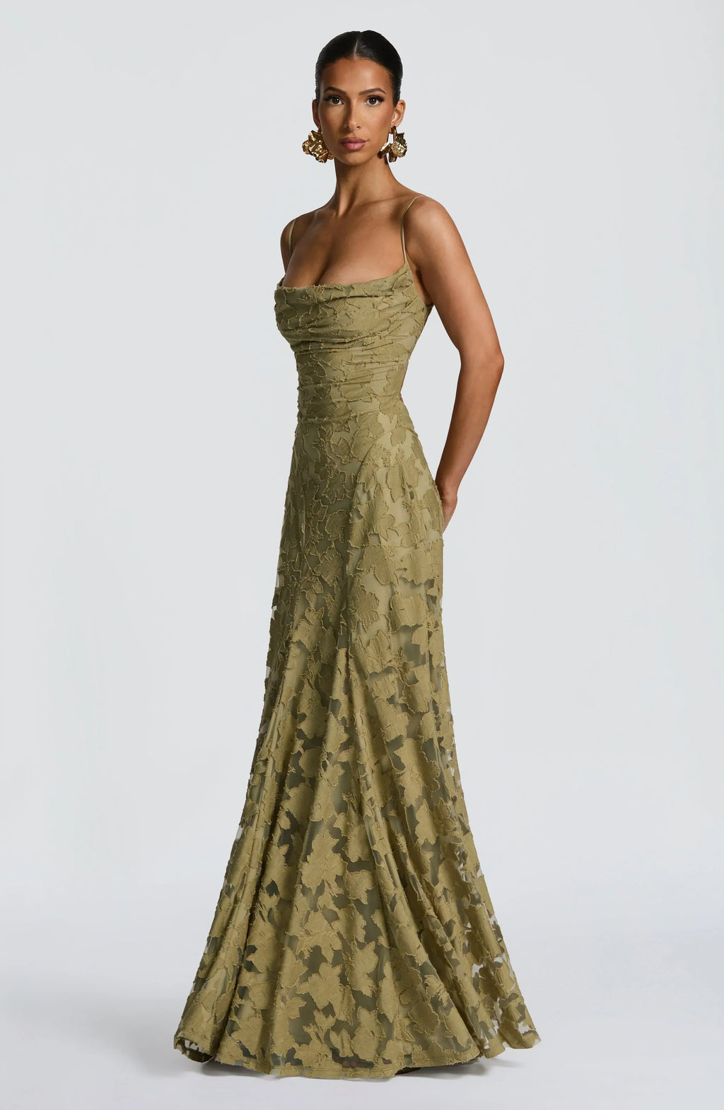 Women's maxi dress — open lace-up back with thin straps | formal events