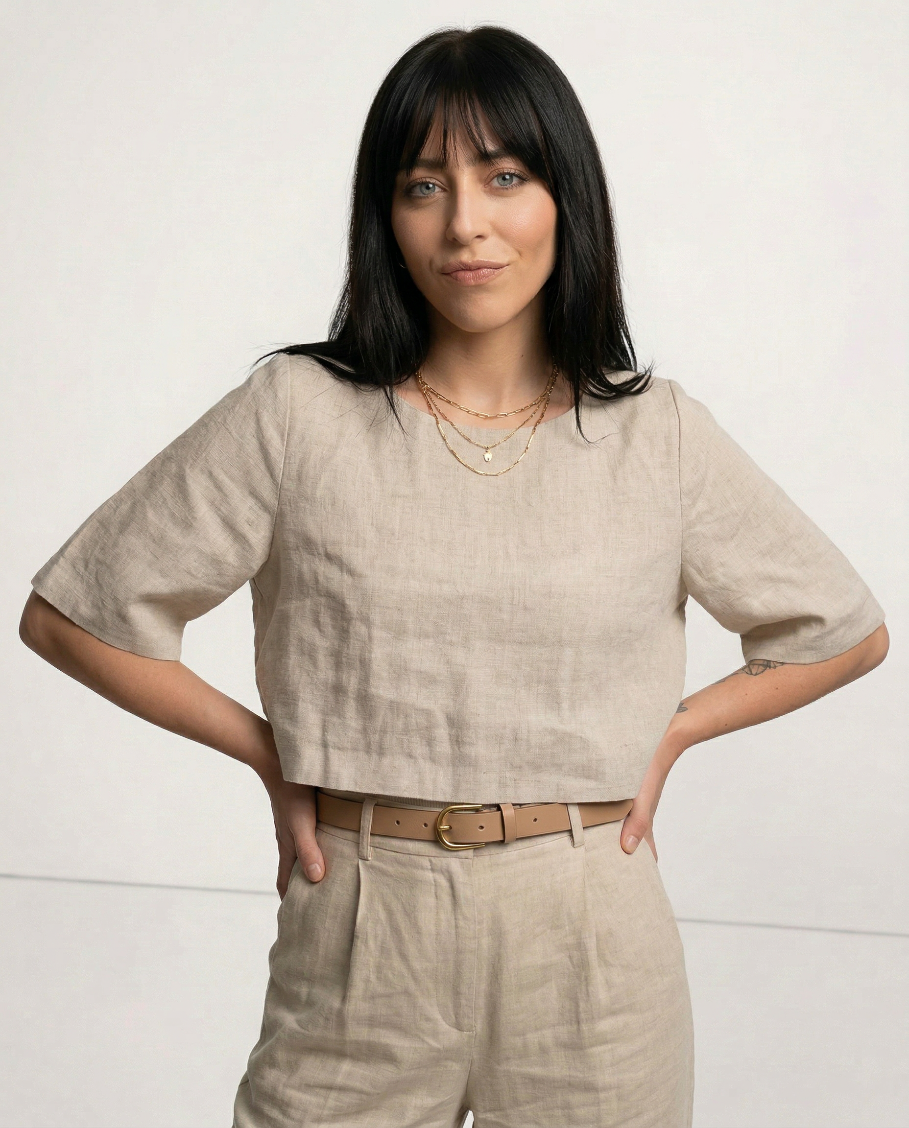 Crop top for women — 100% linen — boxy oversized fit — casual daily