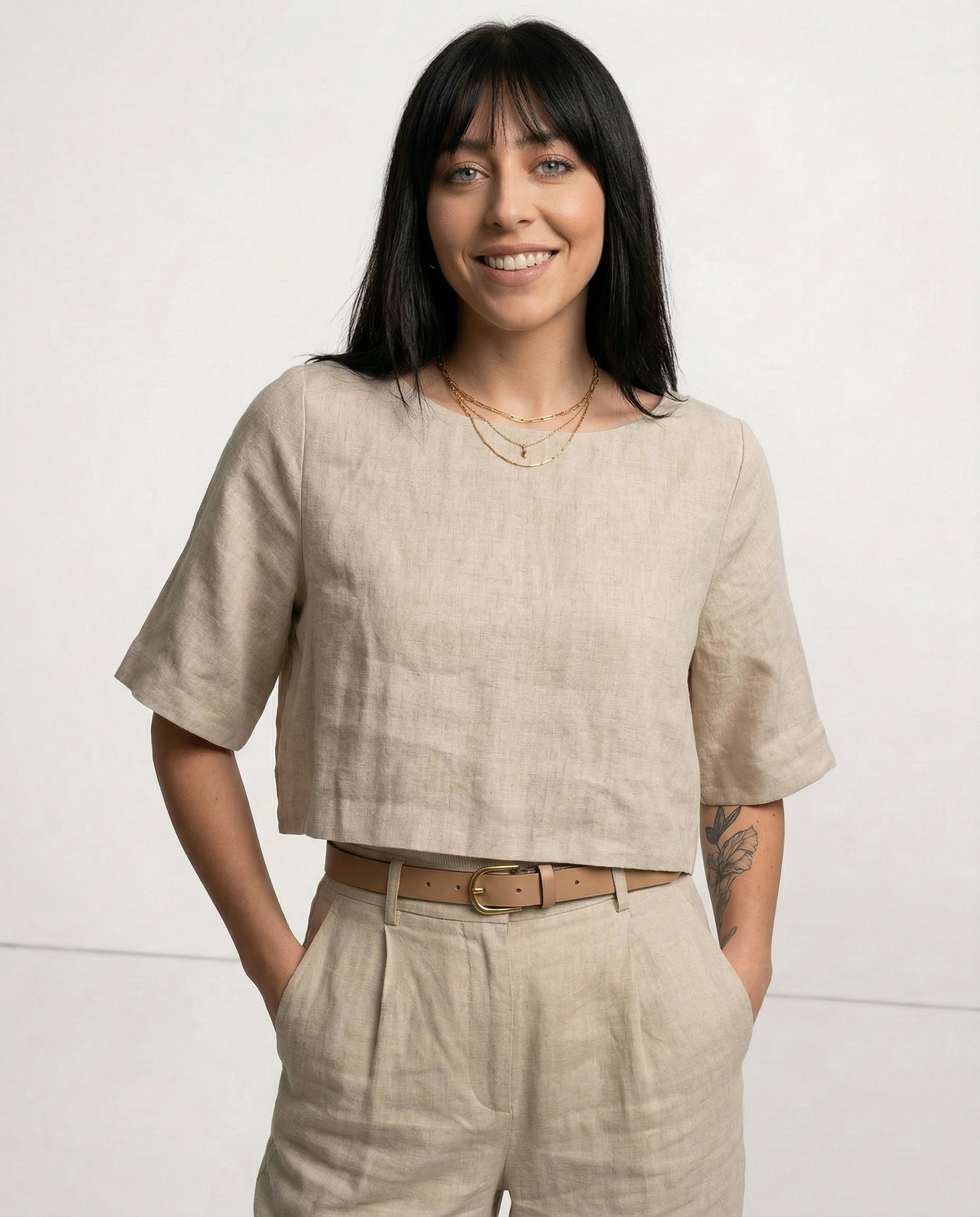Crop top for women — 100% linen — boxy oversized fit — casual daily